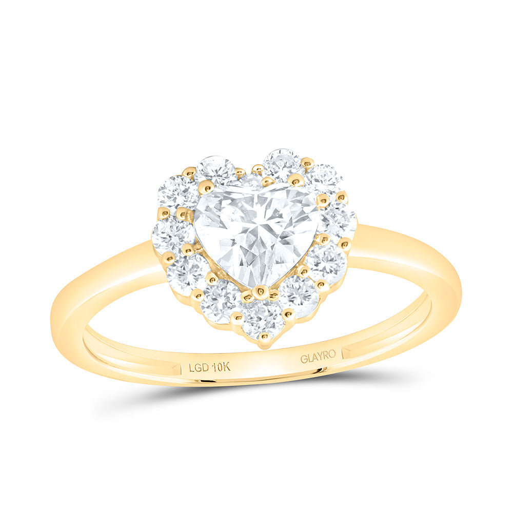 10K Yellow Or White Gold 1 Cttw Lab Grown Diamond 5/8 Cttw Center Heart Ring