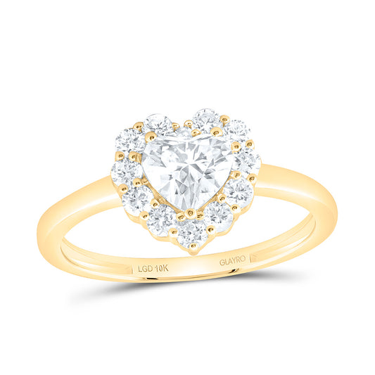 10K Yellow Or White Gold 1 Cttw Lab Grown Diamond 5/8 Cttw Center Heart Ring