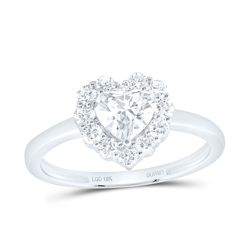 10K Yellow Or White Gold 1 Cttw Lab Grown Diamond 5/8 Cttw Center Heart Ring
