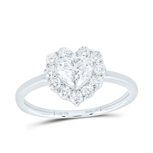 14K White Gold 1 Cttw Lab Grown Diamond 5/8 Cttw Center Heart Ring