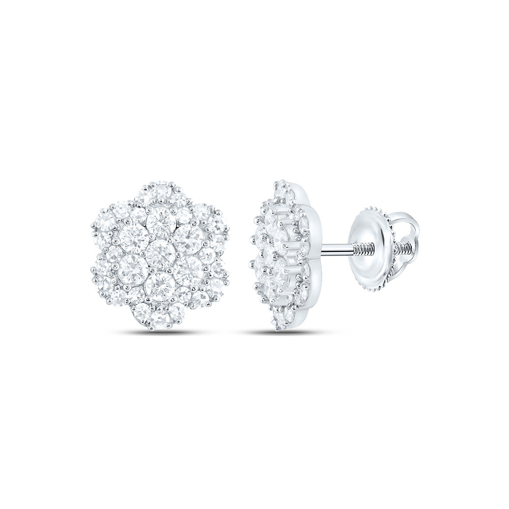 Sterling Silver 3/4 Cttw Lab Grown Diamond Flower Earring