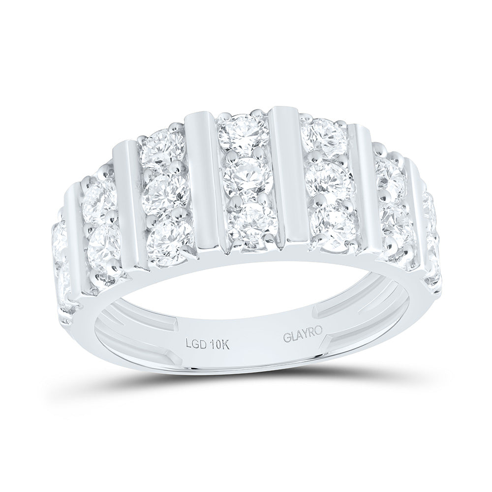 10K White Gold 2 Cttw Lab Grown Diamond Mens Band