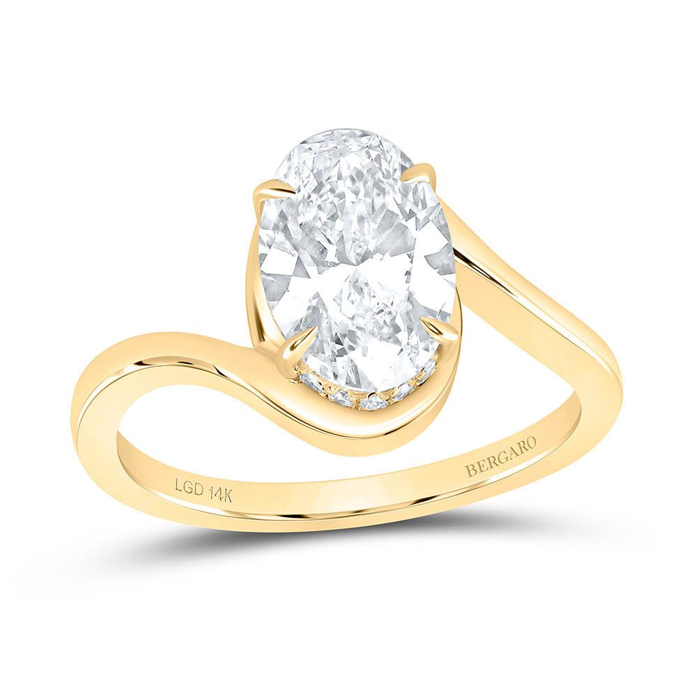 14K Yellow Or White Gold 2 Cttw Lab Grown Diamond 2 Cttw Center Oval Engagement Ring