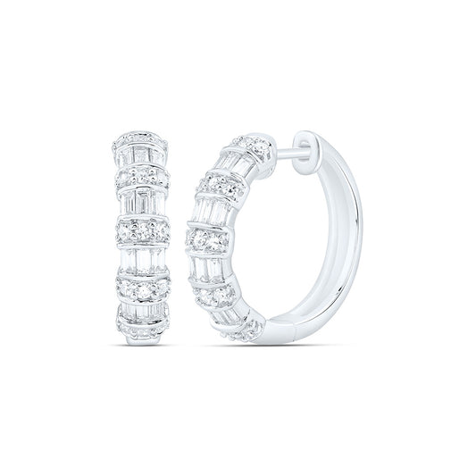 Sterling Silver 7/8 Cttw Lab Grown Diamond Hoop Earring