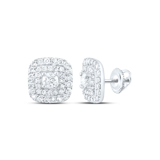 Sterling Silver 1 Cttw Lab Grown Diamond Cushion Earring