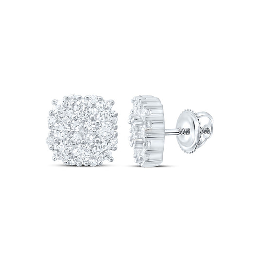 Sterling Silver 1 Cttw Lab Grown Diamond Cushion Earring