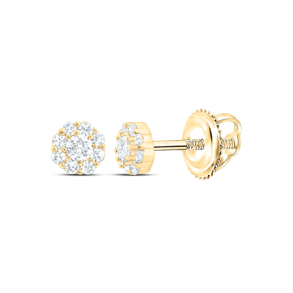 Sterling Silver Yellow Tone 1/6 Cttw Lab Grown Diamond Round Earring
