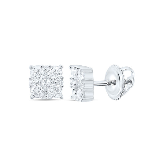 Sterling Silver 5/8 Cttw Lab Grown Diamond Square Earring