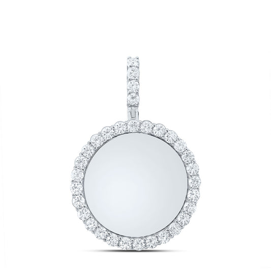 Sterling Silver 3 Cttw Lab Grown Diamond Round Memory Charm Pendant