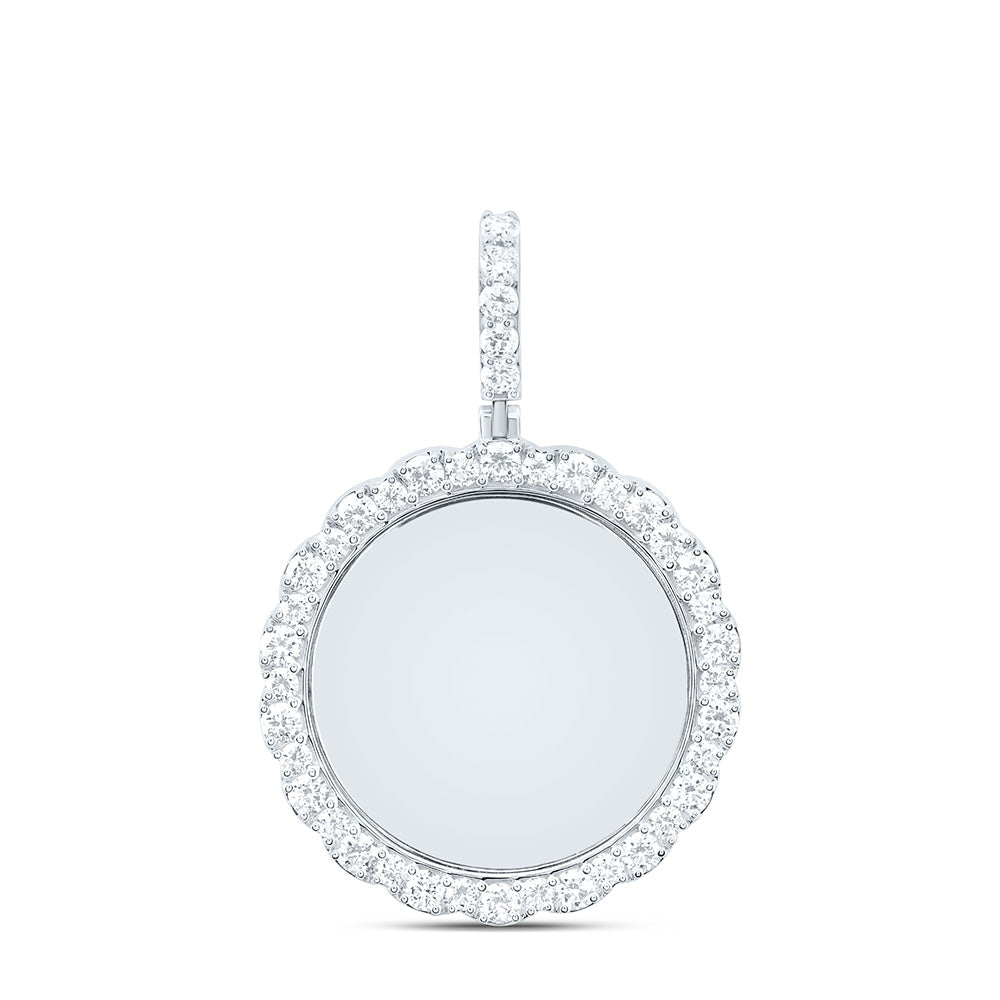 Sterling Silver 2 3/8 Cttw Lab Grown Diamond Round Memory Charm Pendant