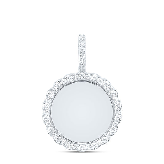 Sterling Silver 2 3/8 Cttw Lab Grown Diamond Round Memory Charm Pendant