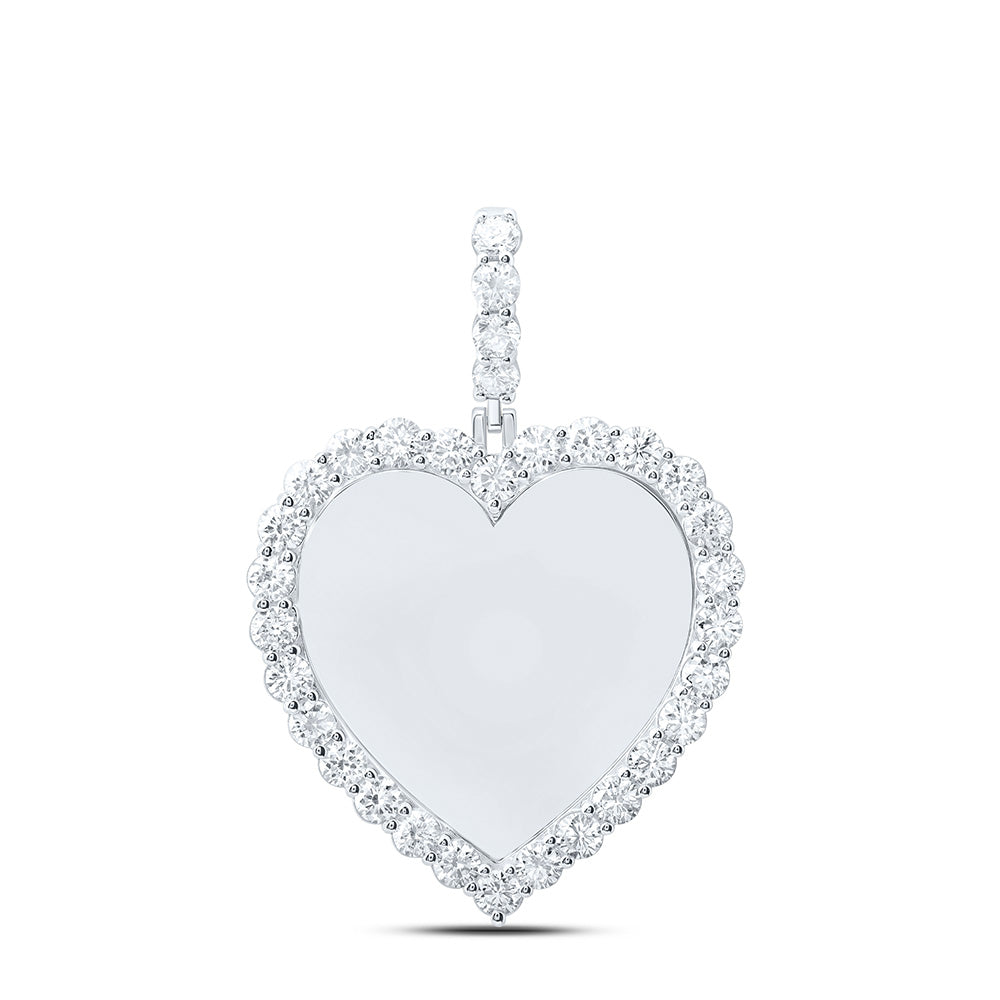 10K Yellow Gold Or Sterling Silver 3 1/5 Cttw Lab Grown Diamond Heart Memory Charm Pendant