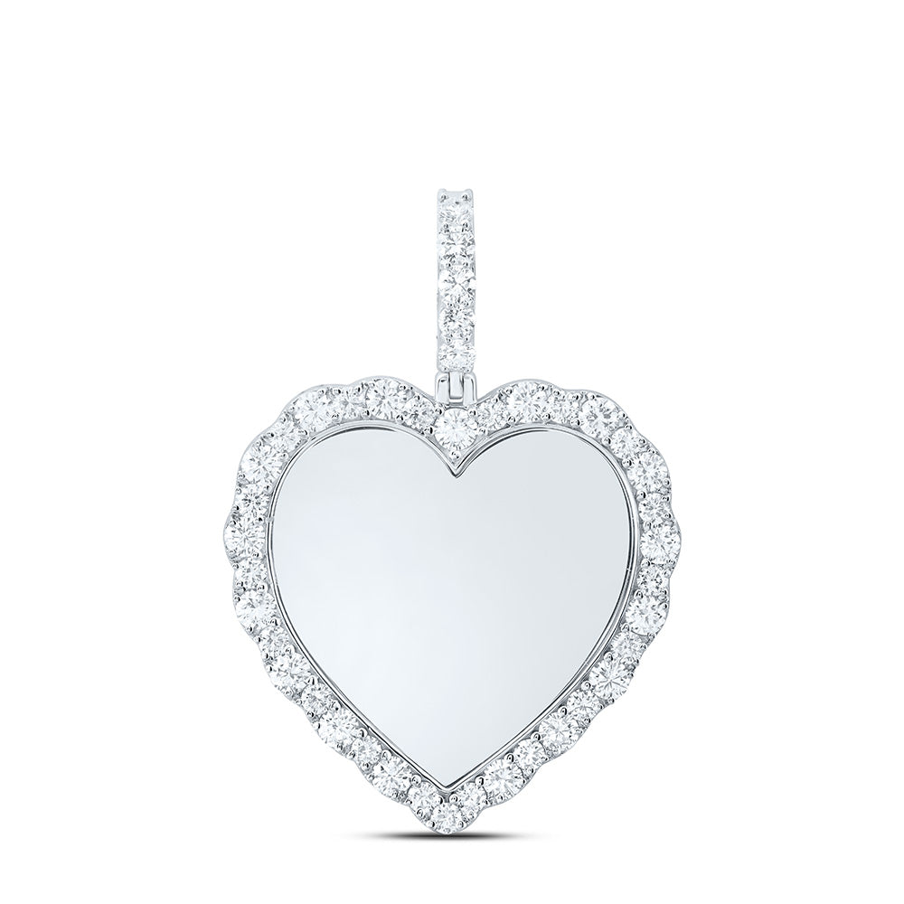 10K Yellow Gold Or Sterling Silver 2 1/2 Cttw Lab Grown Diamond Heart Memory Charm Pendant