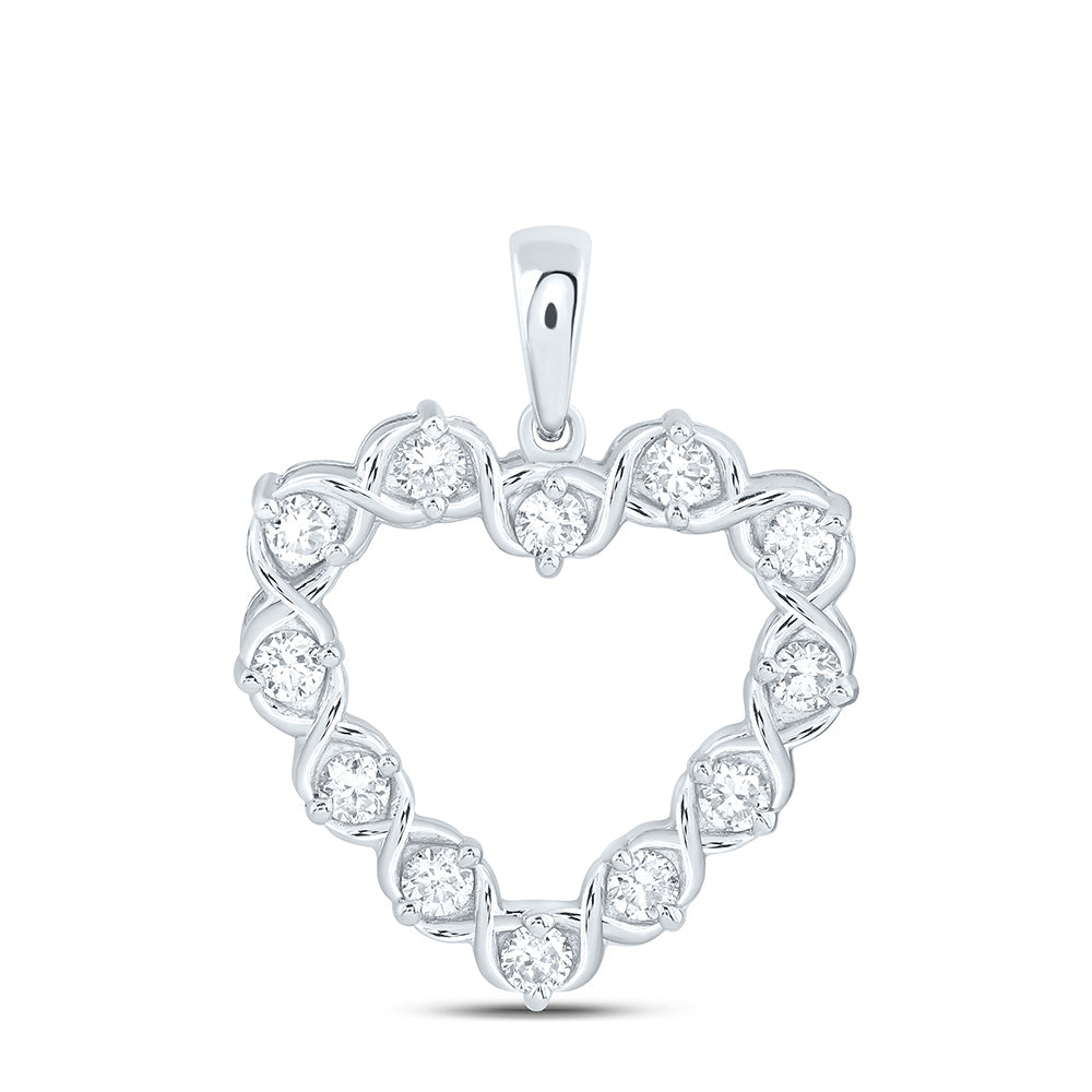 Sterling Silver 1/2 Cttw Lab Grown Diamond Heart Charm Pendant