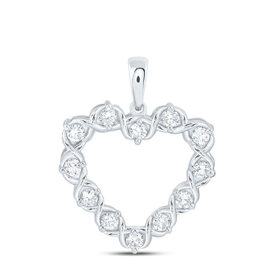 Sterling Silver 1/2 Cttw Lab Grown Diamond Heart Charm Pendant