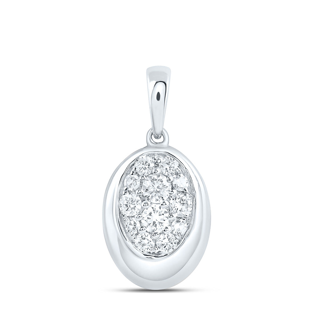 Sterling Silver 1/3 Cttw Lab Grown Diamond Oval Charm Pendant