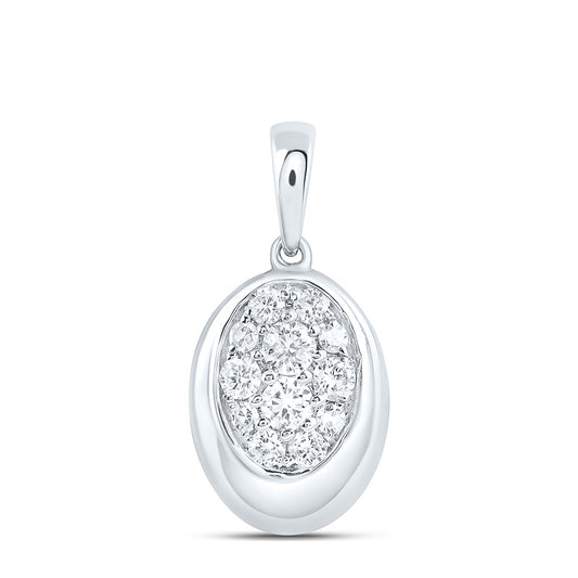 Sterling Silver 1/3 Cttw Lab Grown Diamond Oval Charm Pendant