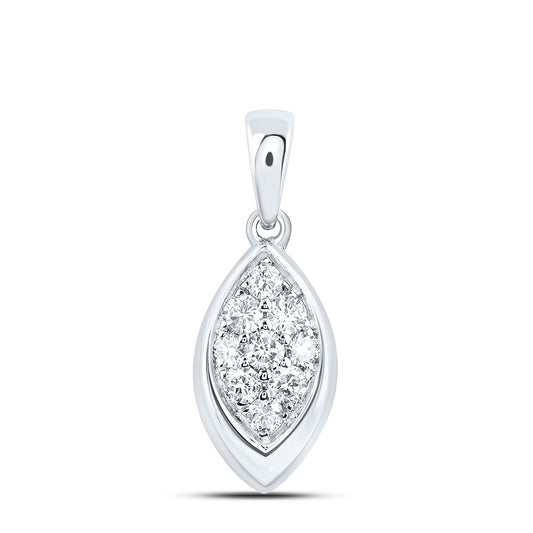 Sterling Silver 1/3 Cttw Lab Grown Diamond Marquise Charm Pendant