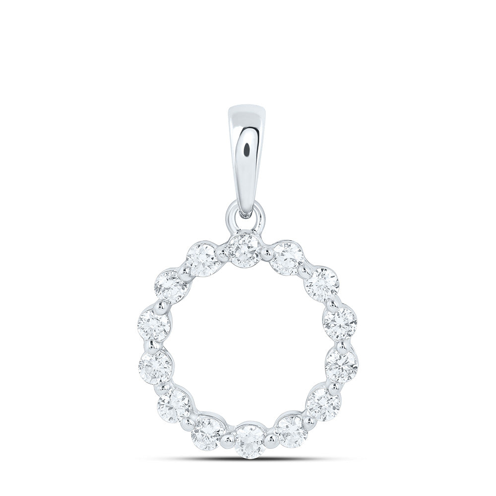 Sterling Silver 1/3 Cttw Lab Grown Diamond Round Charm Pendant