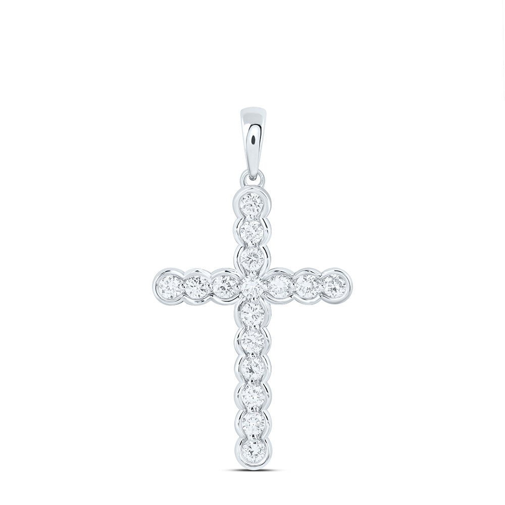 Sterling Silver 1/2 Cttw Lab Grown Diamond Cross Charm Pendant