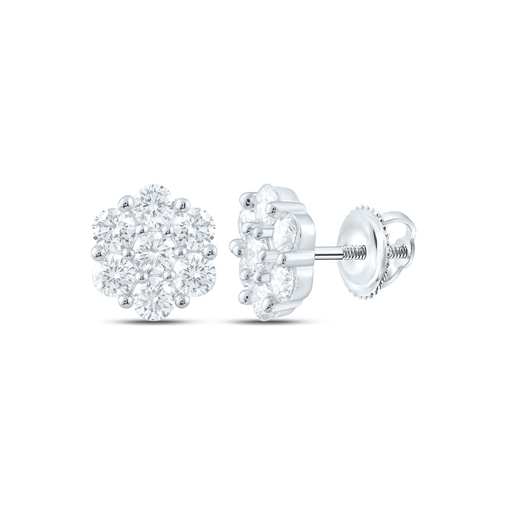 Sterling Silver 1 Cttw Lab Grown Diamond Flower Earring