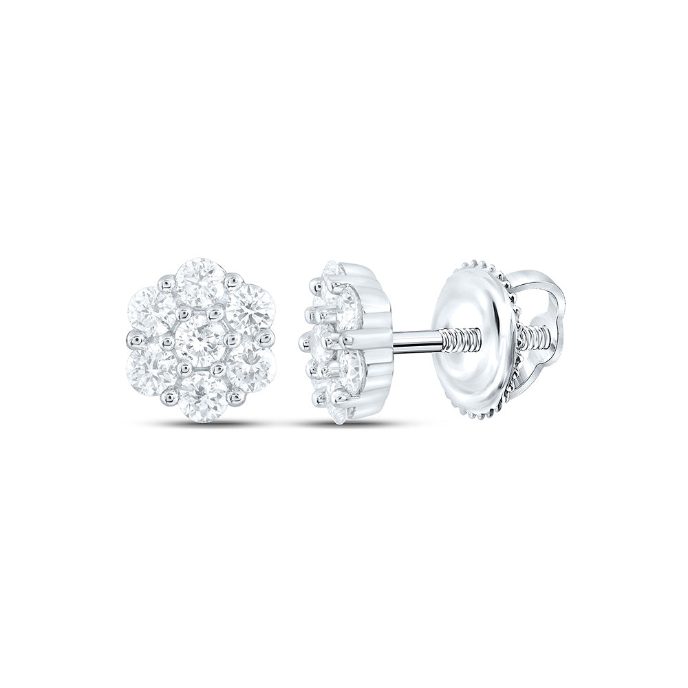 Sterling Silver 3/8 Cttw Lab Grown Diamond Flower Earring