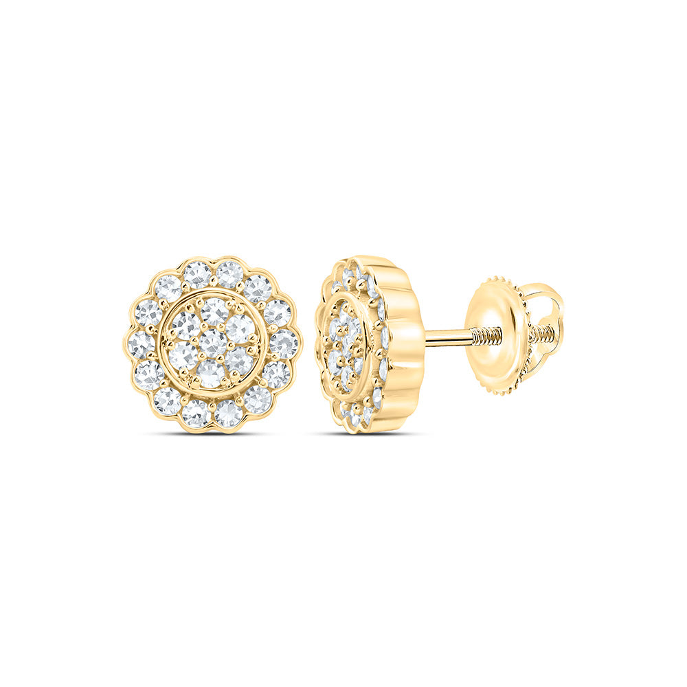 Sterling Silver 1/3 Cttw Lab Grown Diamond Round Flower Earring