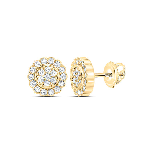 Sterling Silver 1/3 Cttw Lab Grown Diamond Round Flower Earring