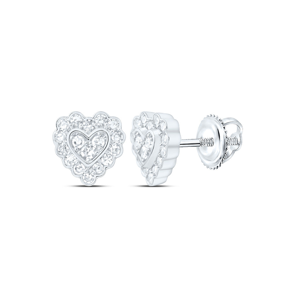 Sterling Silver 1/4 Cttw Lab Grown Diamond Heart Earring