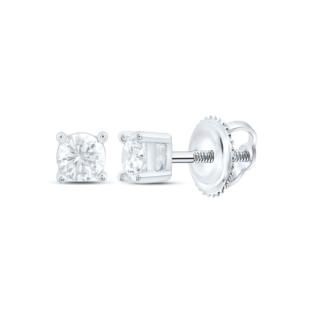 Sterling Silver 1/4 Cttw Lab Grown Diamond Round Solitaire Stud Earring