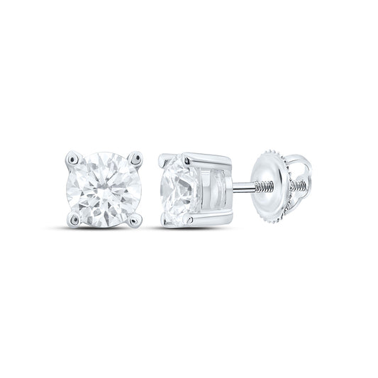 Sterling Silver 3/8 Cttw Lab Grown Diamond Round Solitaire Stud Earring