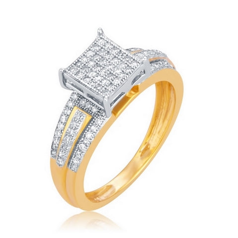 10K Yellow Gold 0.30 Cttw Diamond Ladies Micropave Rings