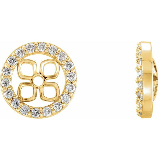 14K Yellow Or White Gold Polished Natural Diamond Earring Jackets For Pearl Studs