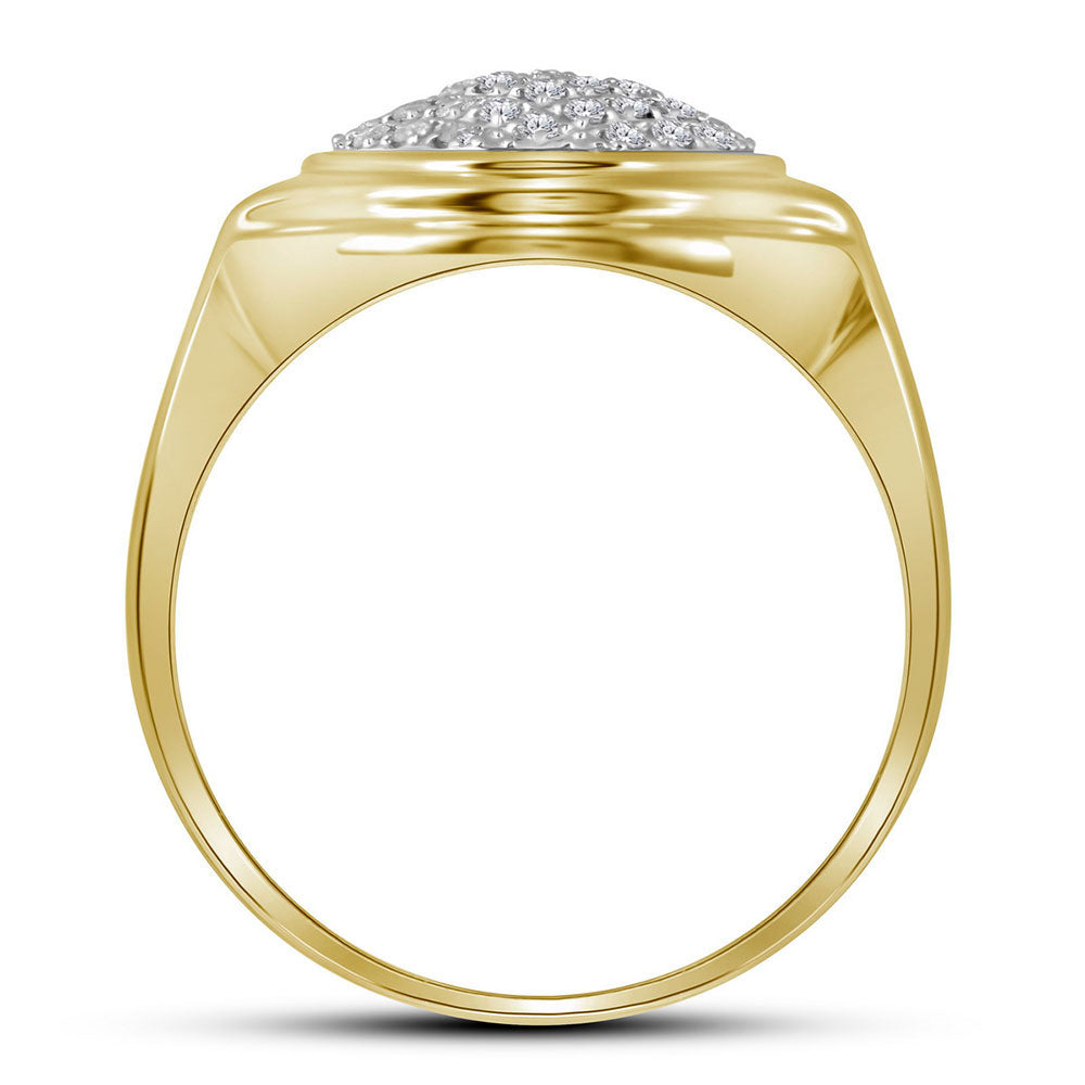 10K Yellow Gold Mens Round Diamond Circle Cluster Ring 1/3 Cttw, Mens Size: 7-13
