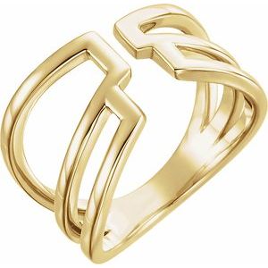 10K Yellow Gold Polished Negative Space Ring Size 7