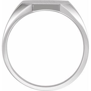 Sterling Silver 14 X 12 Mm Brush Polished Signet Ring Size 11
