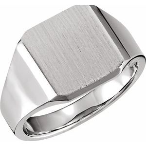 Sterling Silver Square 14 X 14 Mm Brush Polished Signet Ring Size 10