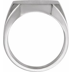 Sterling Silver 18 X 16 Mm Brush Polished Signet Ring Size 10