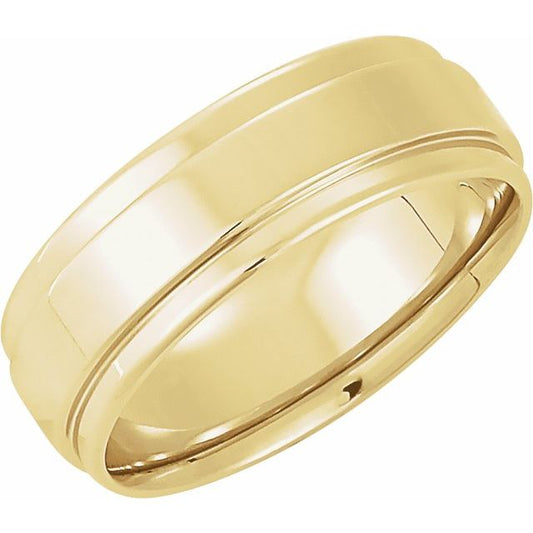 10K Yellow Gold 7 Mm Polished Comfort-Fit Flat Inlay Band, Size 11.5
