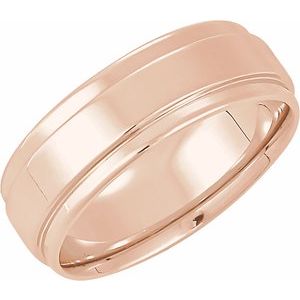 10K Yellow Or White Or Rose Gold Inlay Comfort-Fit Flat Band