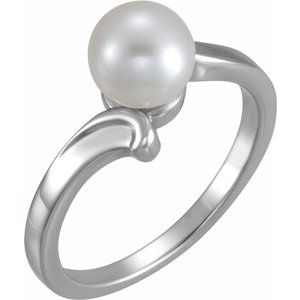 Sterling Silver Cultured White Freshwater Pearl Pearl 7 Mm Polished Cultured White Freshwater Pearl Ring Size 7