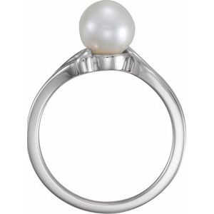 Sterling Silver Cultured White Freshwater Pearl Pearl 7 Mm Polished Cultured White Freshwater Pearl Ring Size 7