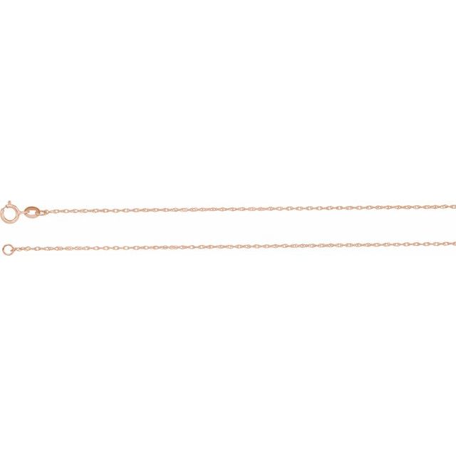 18K Rose Gold 1 Mm 18 In Spring Ring Polished Rope Chain