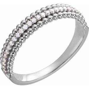 Sterling Silver Round 1 Mm Polished 1/6 Ctw Natural Diamond Beaded Ring Size 7