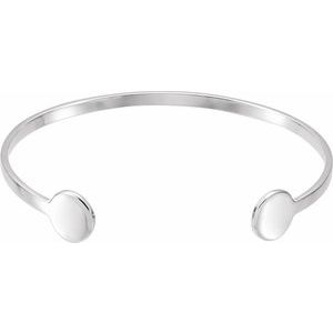 Sterling Silver 3 Mm 6 3/4 In Polished Engravable Cuff Bracelet