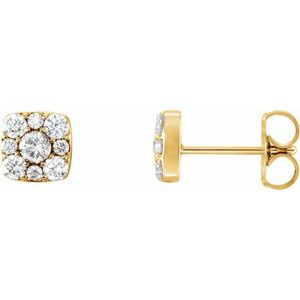 14K Yellow Gold Round 2.7 Mm 1/2 Ctw Natural Diamond Cluster Earrings