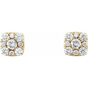 14K Yellow Gold Round 2.7 Mm 1/2 Ctw Natural Diamond Cluster Earrings