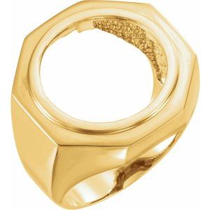 Yellow Gold 17.9 Mm Tab Back Polished Coin Frame Bezel Ring Mounting