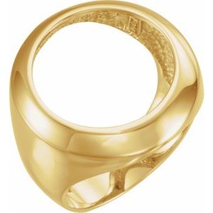 14K Yellow Gold 17.9 Mm Tab Back Polished Coin Frame Bezel Ring Mounting Size 10