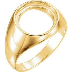 14K Yellow Gold 13 Mm Bezel Set Polished Coin Frame Bezel Ring Mounting Size 10